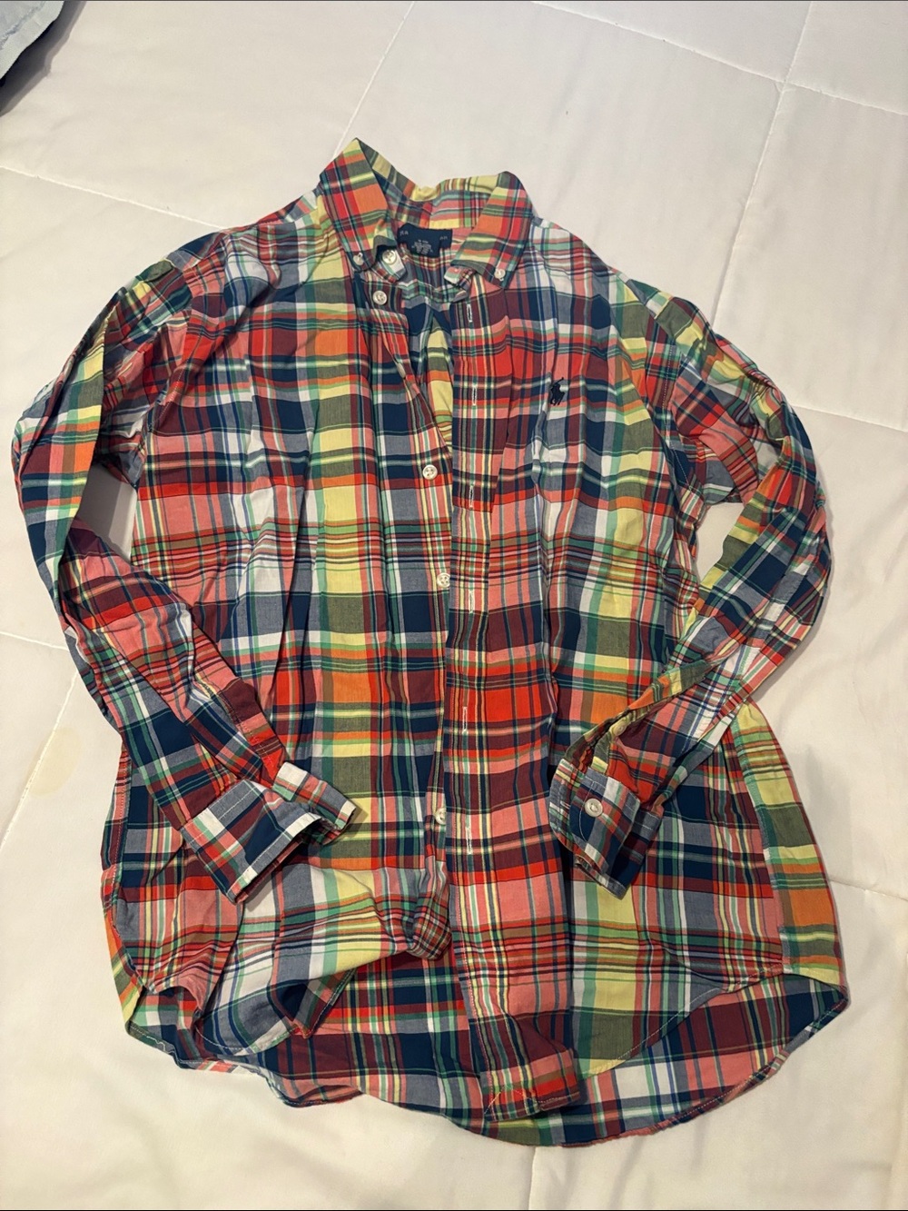 Ralph Lauren Boys Multicolor Plaid Button-Down Shirt (Red, Green, Blue, Yellow)
